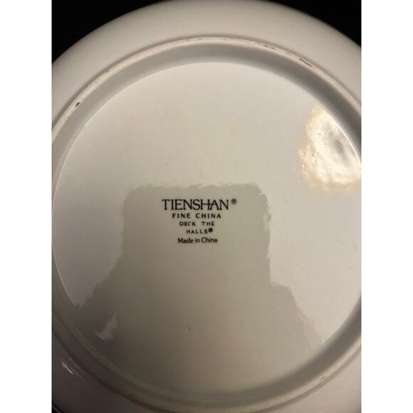 Tienshan Deck the Halls Christmas Poinsettia China 9.5” Serving Bowl 2 Available - Picture 8 of 8